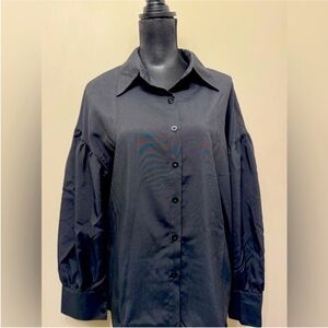 NWOT Women’s Black Button-Up Long Sleeve Shirt Blouse L